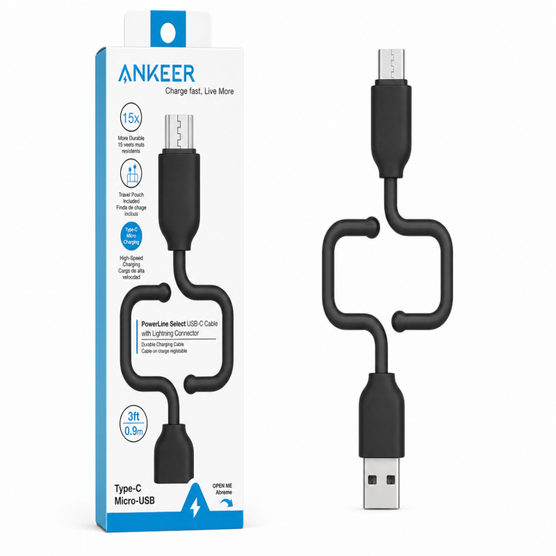 Ankeer PowerLine USB to Micro USB Durable Charging Cable (0.9m)
