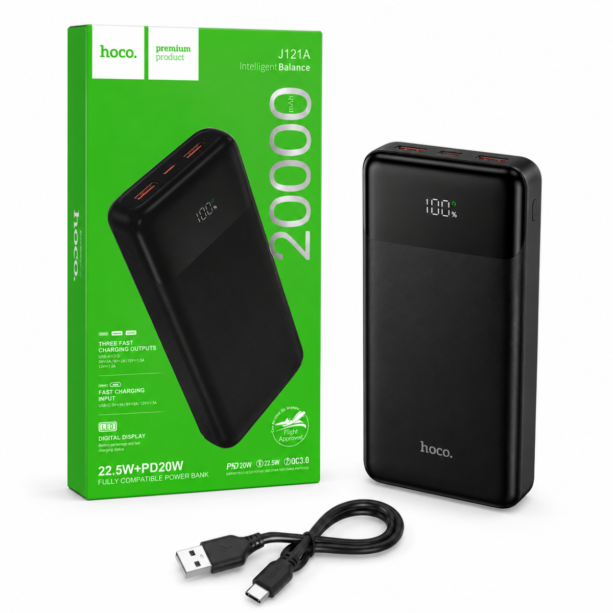 HOCO J121A Intelligent Balance 20000mAh 22.5W PD20W Fast Charging Power Bank
