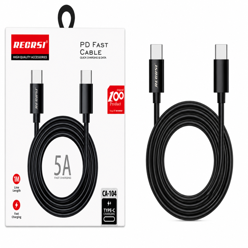 Recrsi CA-104 5A PD Type-C to Type-C Fast Charging Cable (1 Meter)