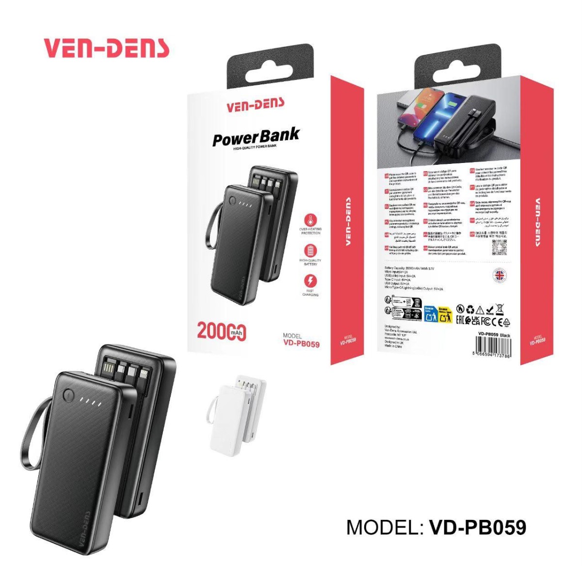 VEN-DENS 20000mAh Fast Charging Power Bank