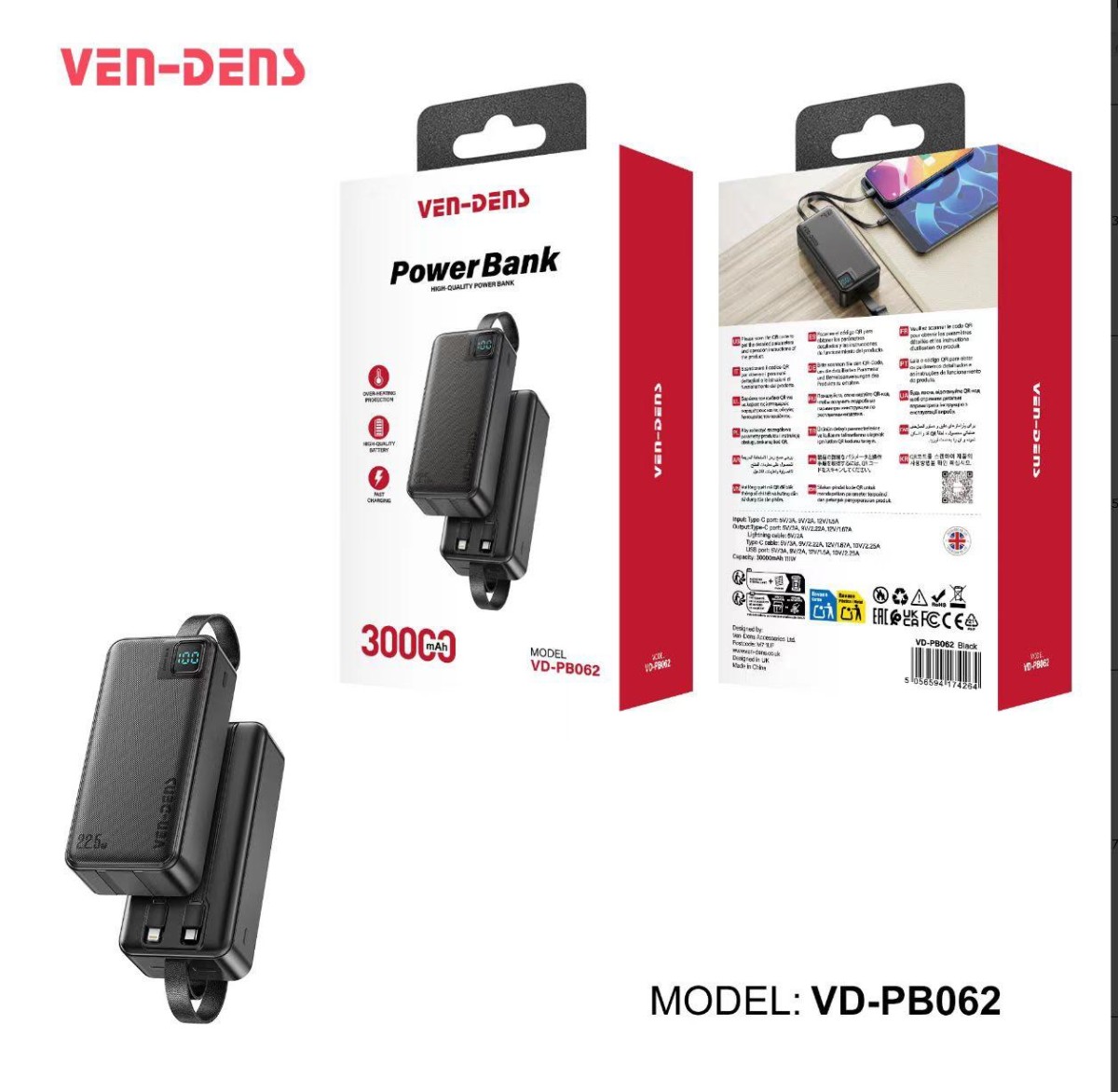 VEN-DENS 3000mAh Mini Power Bank (Model: VD-PB062)