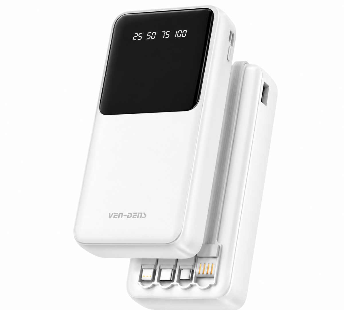 VEN-DENS VD-PB046 20000mAh Fast Charging Power Bank with Built-in Cables