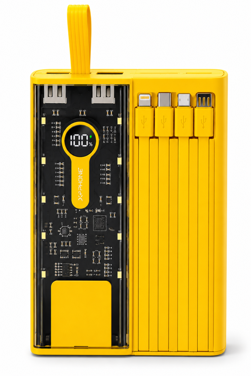 XPHONE 20000mAh PD Fast Charging Power Bank with Built-in 4 Cables